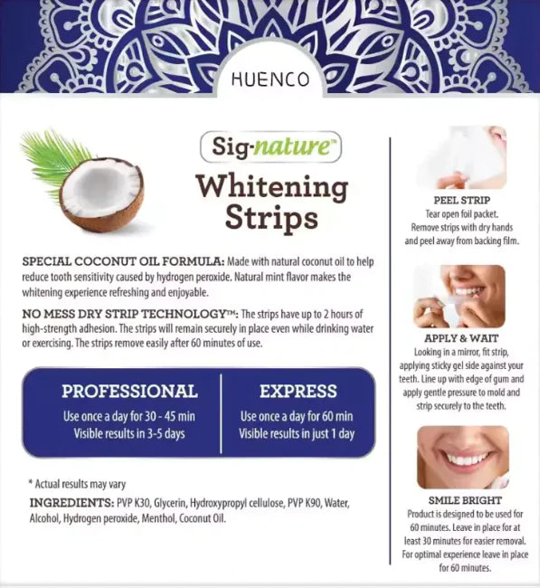 Coconut Oil Teeth Whitening Strips - 7 Pairs, Oral Cleaning