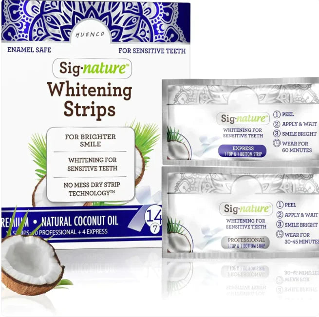 Coconut Oil Teeth Whitening Strips - 7 Pairs, Oral Cleaning