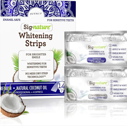 Coconut Oil Teeth Whitening Strips - 7 Pairs, Oral Cleaning